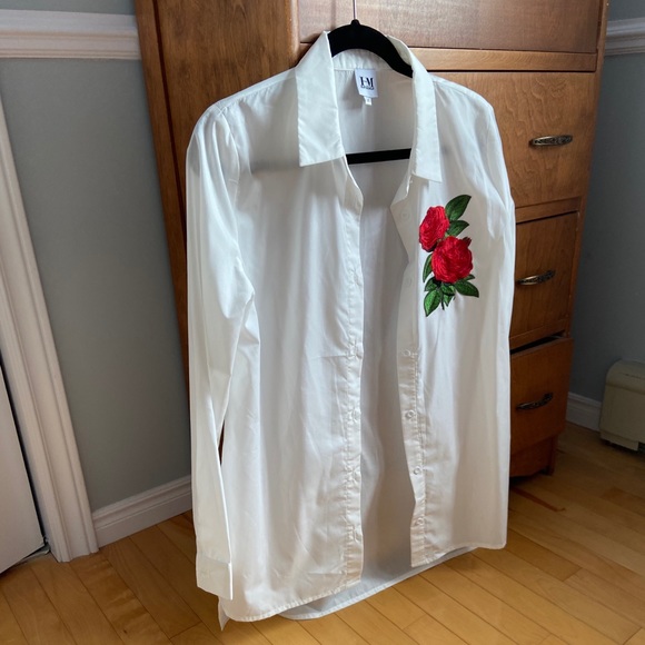 Hilary Macmillan Tops - Hilary Macmillan Rose Embroidered Shirt Dress, Med